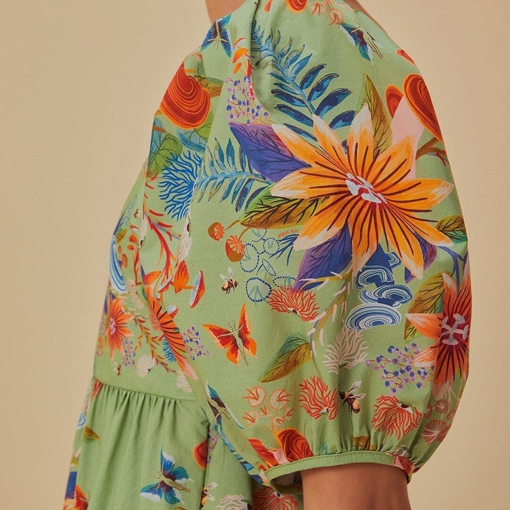 FARM Rio Green Floral Mini Dress - Picture 3 of 7